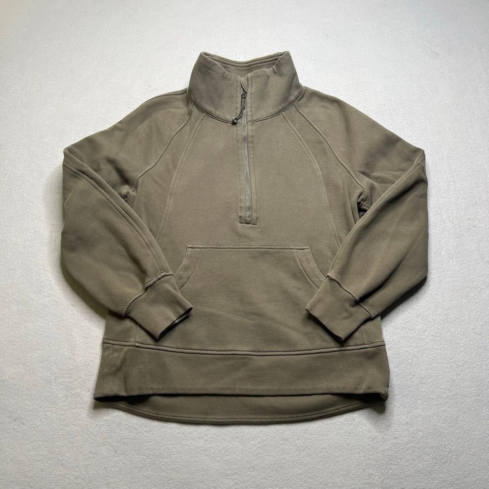Lululemon Pullover Women XS/S Green Scuba Oversized Half-Zip Fleece Hoodie